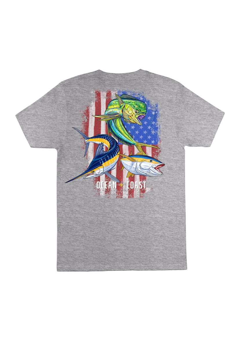 Big & Tall Patriotic Fishing Graphic T-Shirt