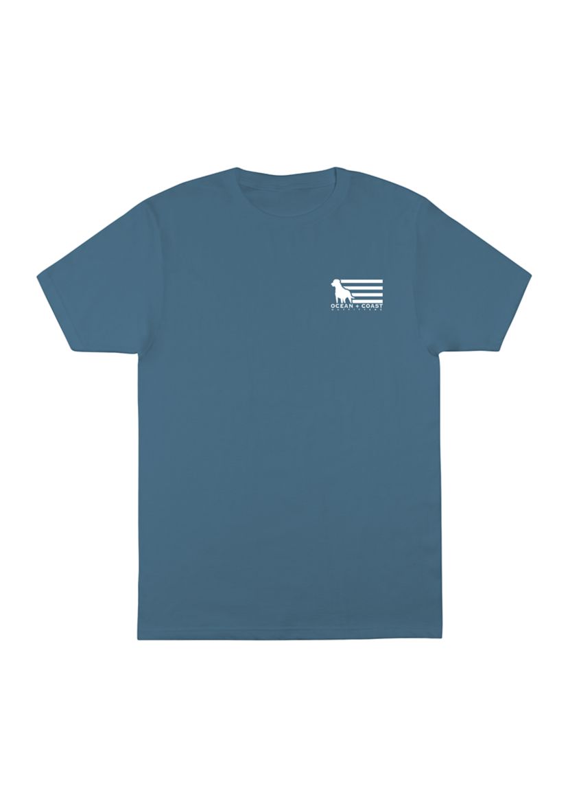 Short Sleeve Americana Dog Flag Graphic T-Shirt