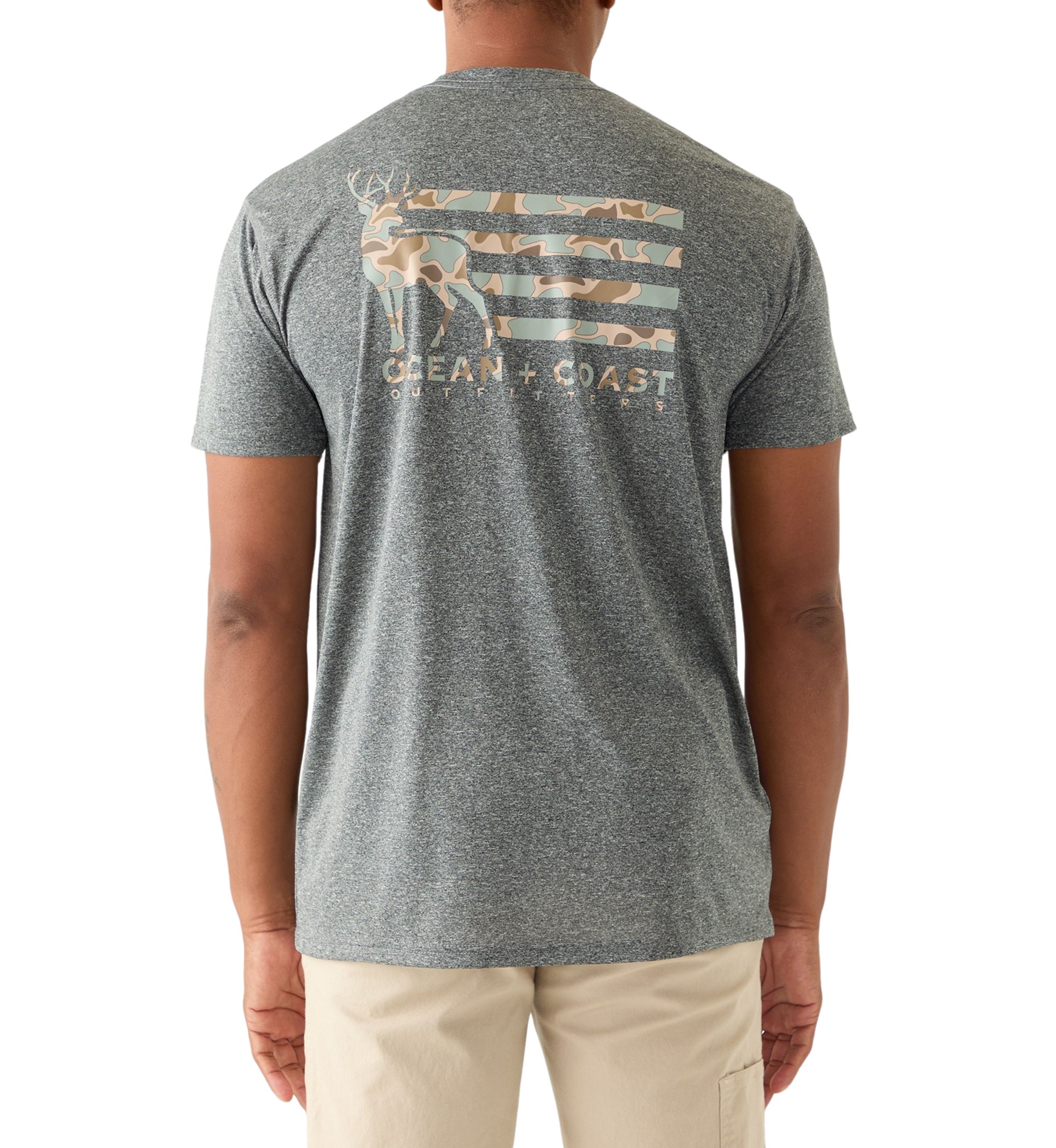 Short Sleeve Deer Camo Flag Graphic T-Shirt