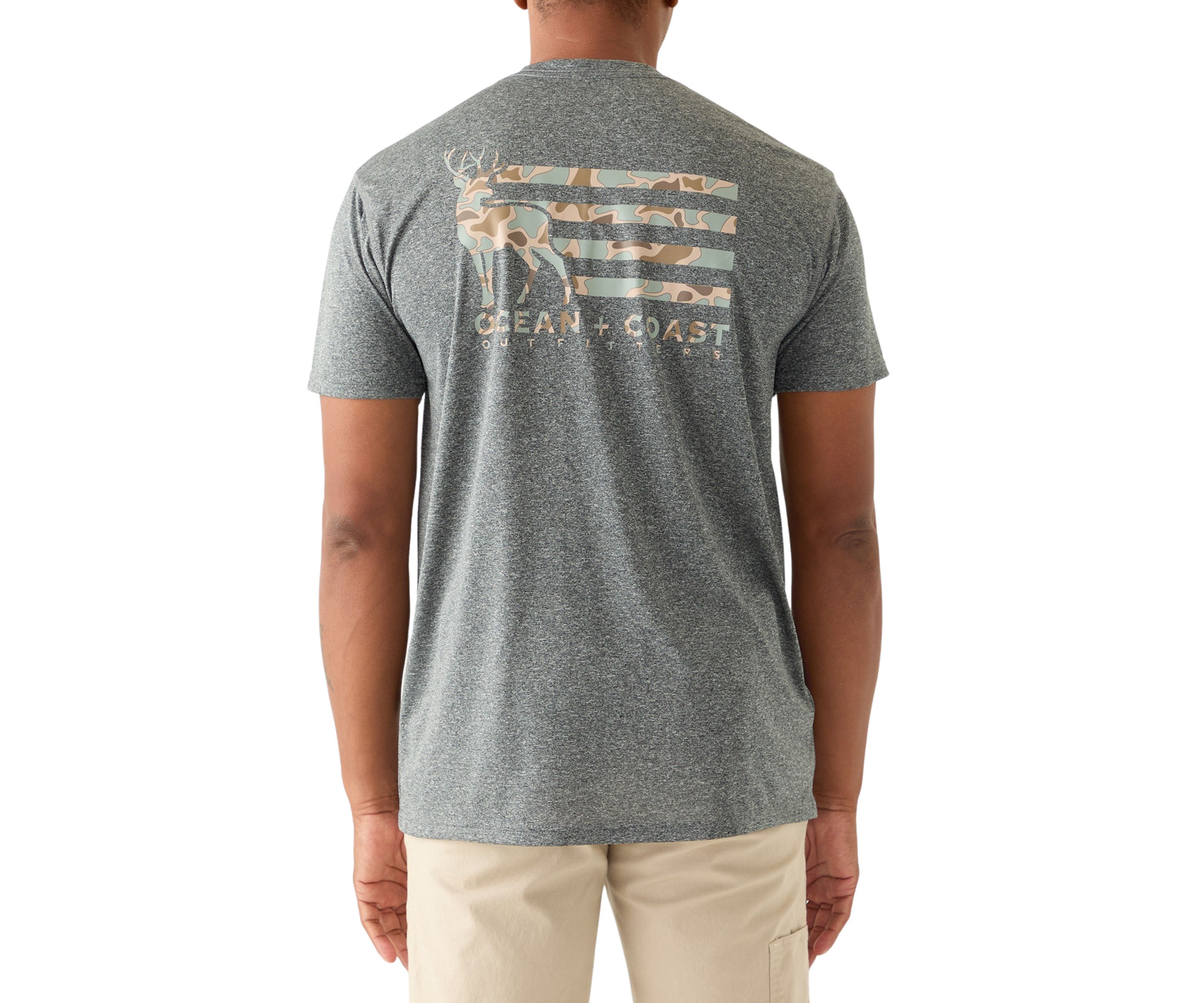 Short Sleeve Deer Camo Flag Graphic T-Shirt