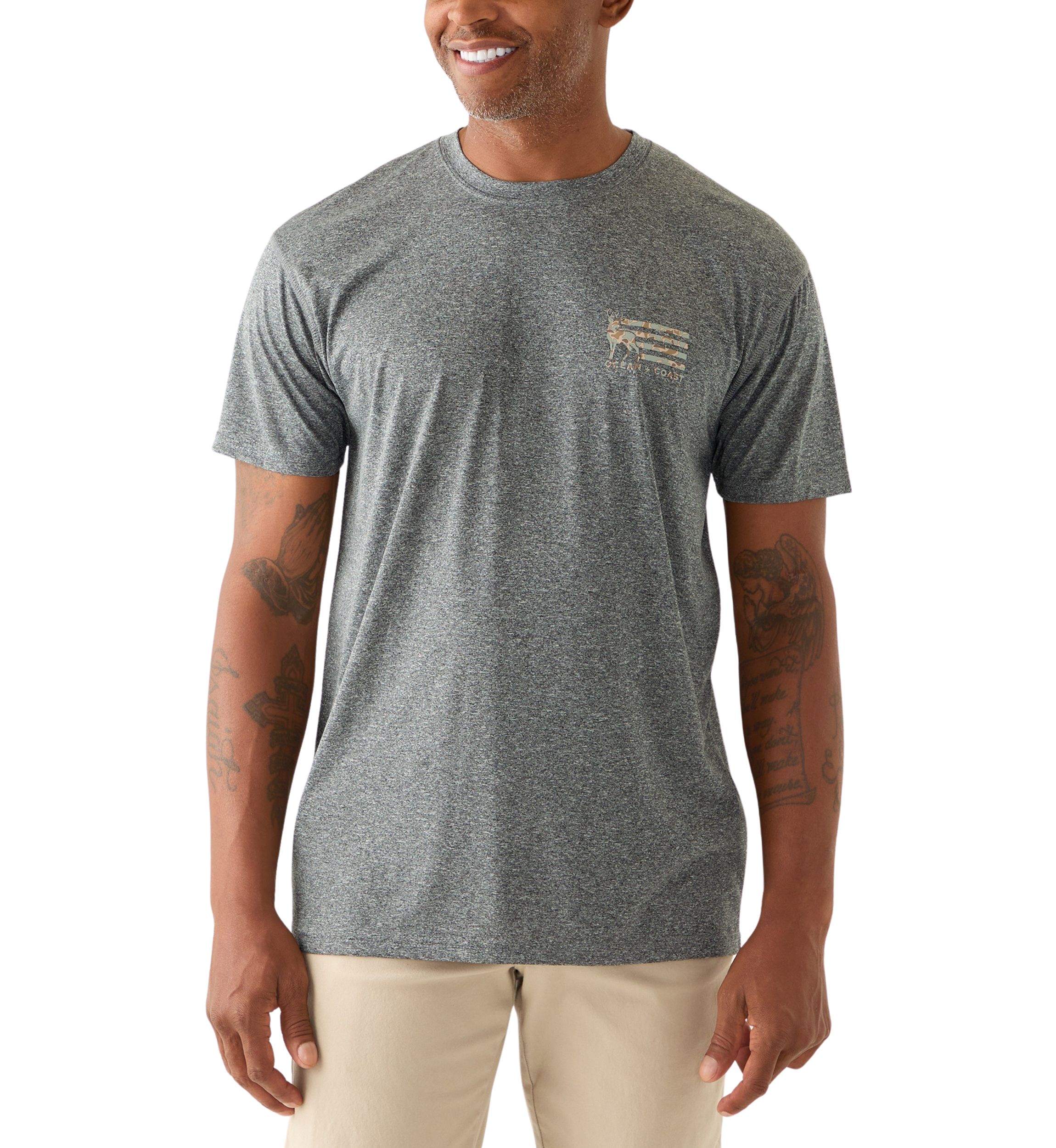 Short Sleeve Deer Camo Flag Graphic T-Shirt