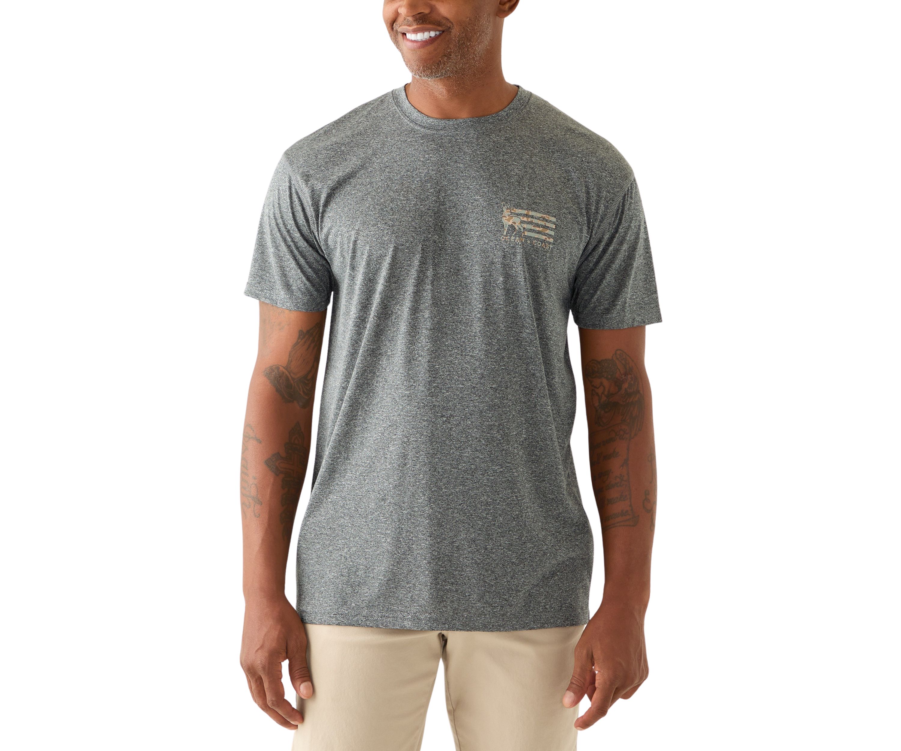 Short Sleeve Deer Camo Flag Graphic T-Shirt