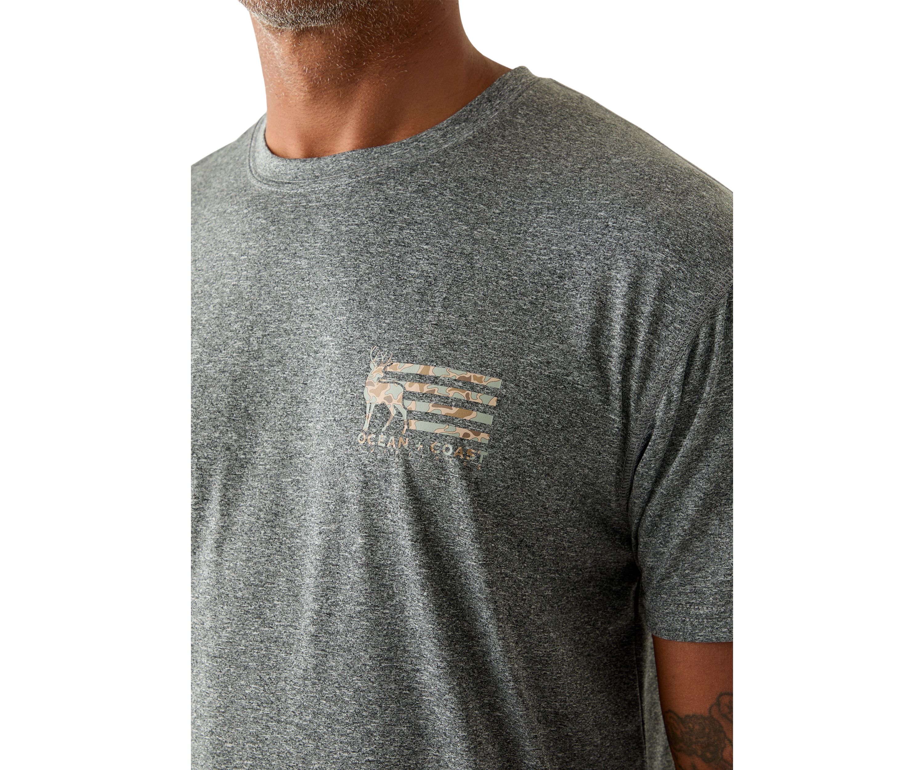 Short Sleeve Deer Camo Flag Graphic T-Shirt