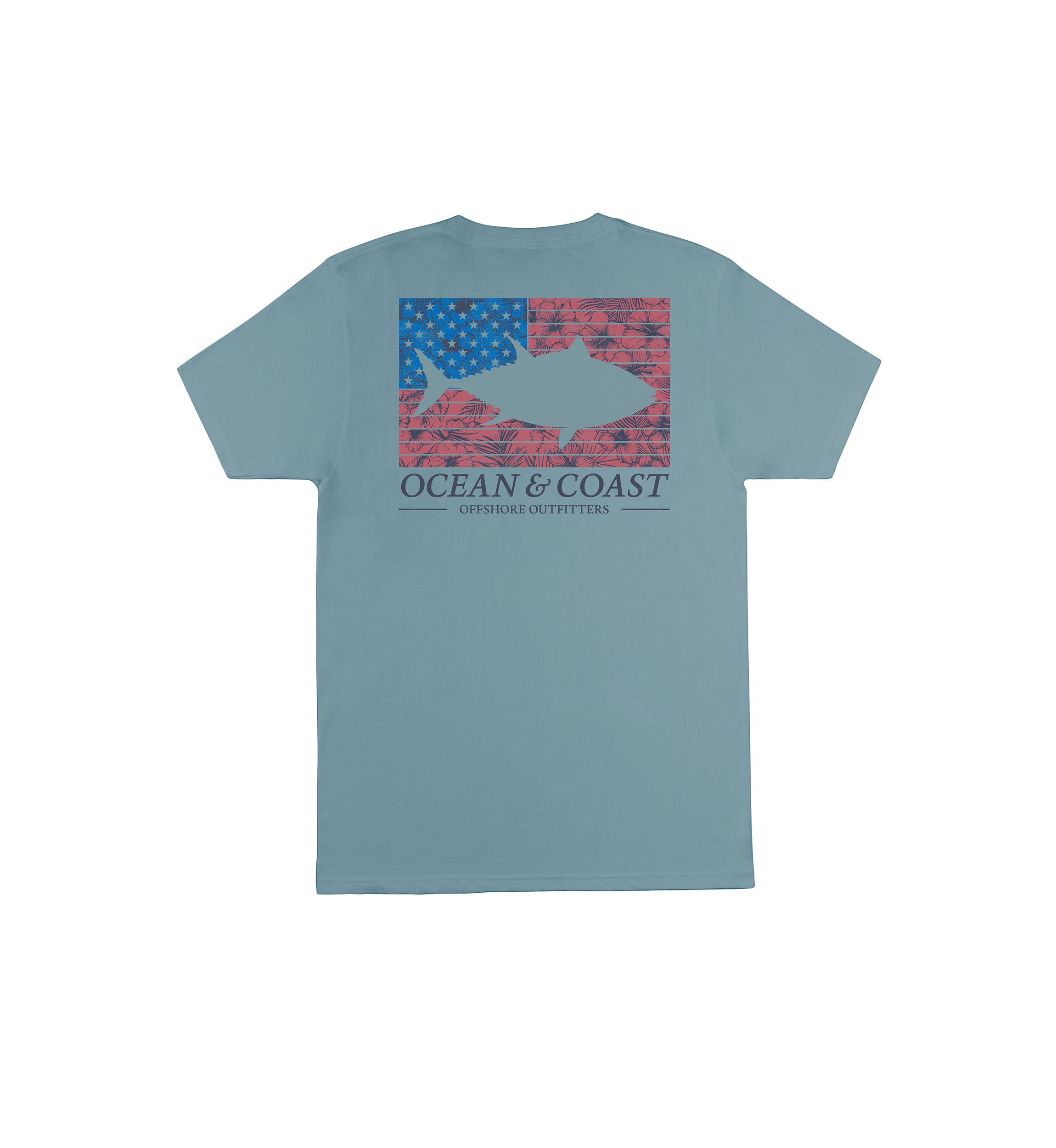 Short Sleeve Americana Fish Flag Graphic T-Shirt