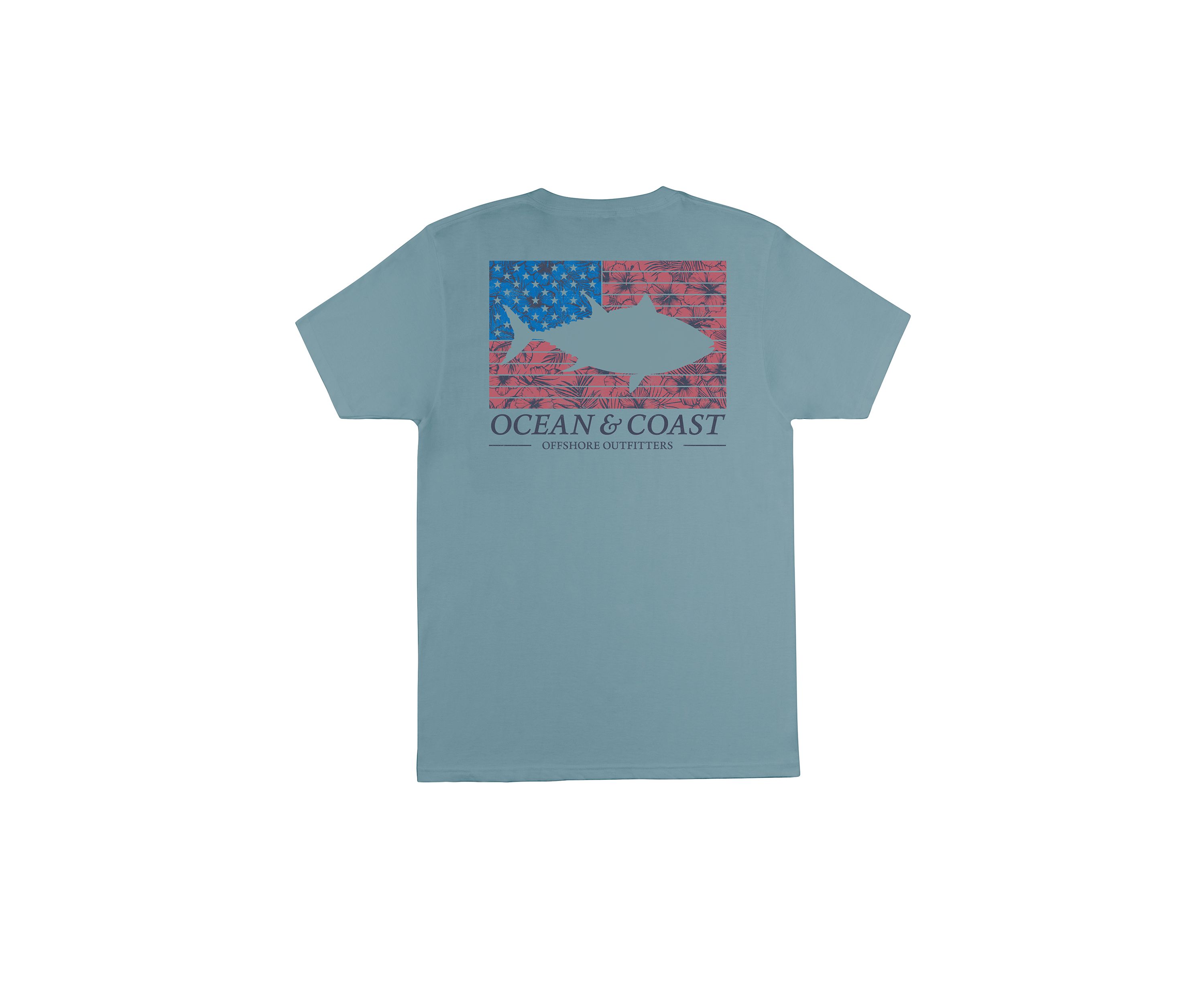 Short Sleeve Americana Fish Flag Graphic T-Shirt