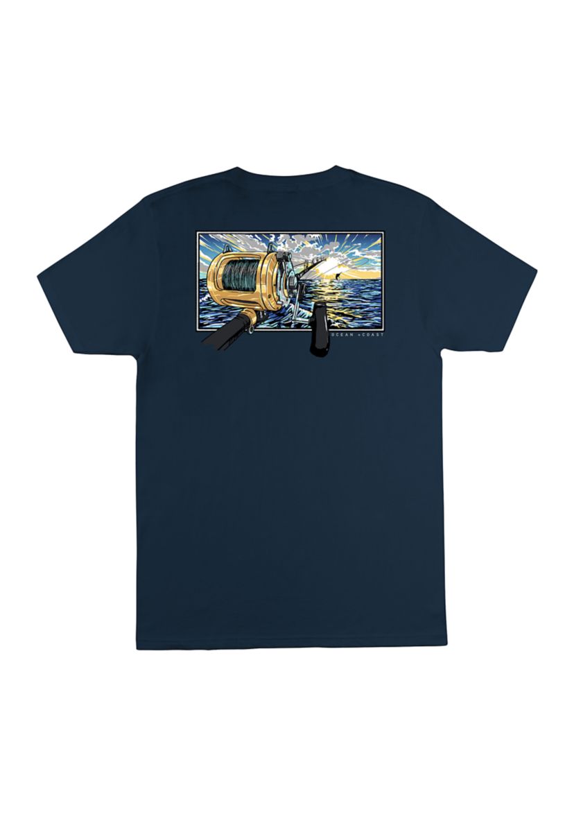 Big & Tall Short Sleeve Fishing Pole Graphic T-Shirt