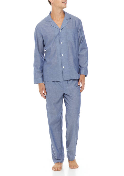 Geoffrey Beene Long Sleeve Solid Pajama Set