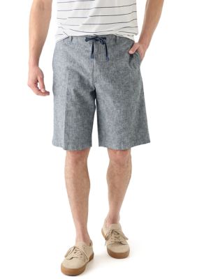 Perry Ellis Men's Drawstring Linen Shorts, Navy Blue, 40