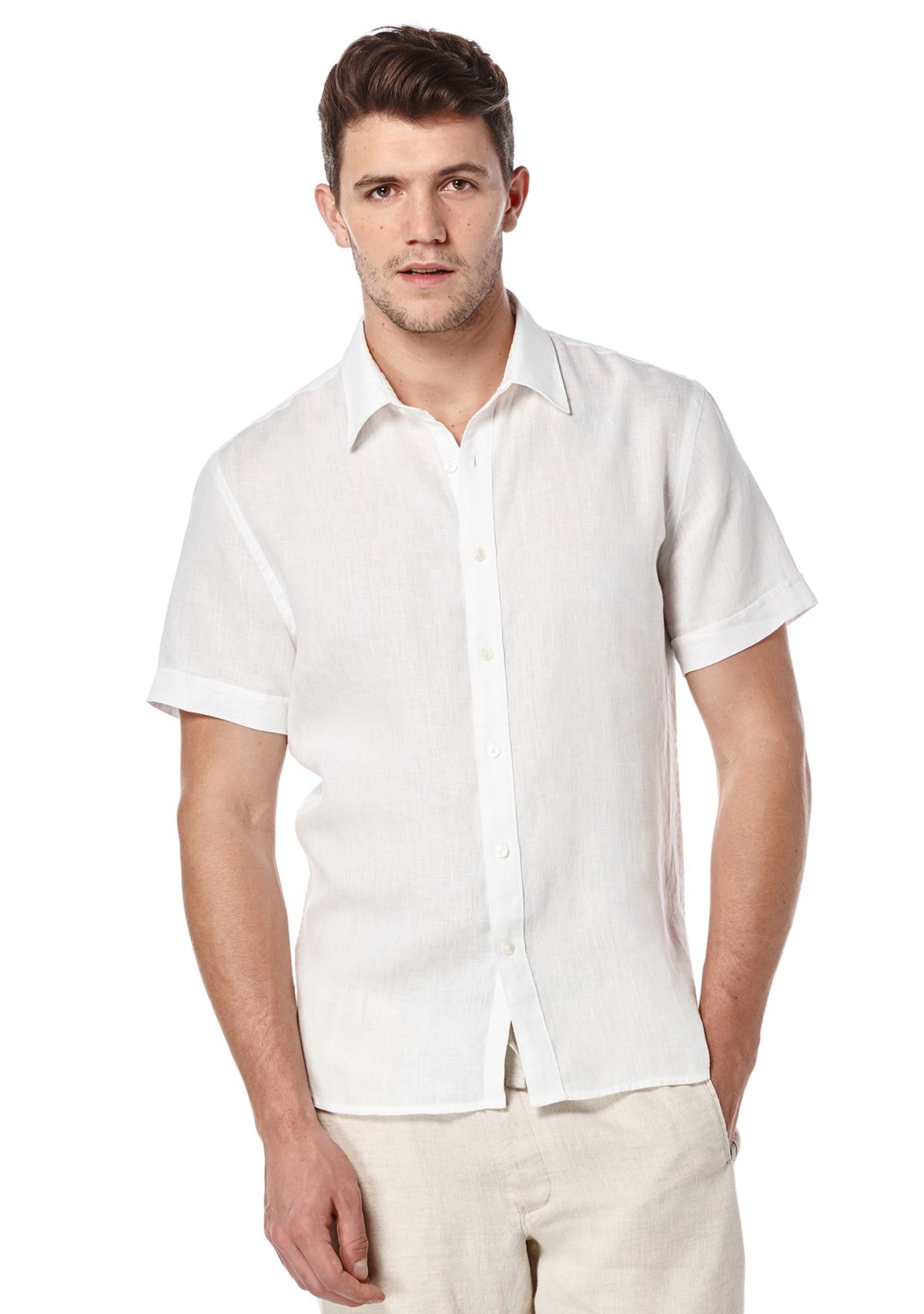 Short Sleeve Solid Linen Shirt