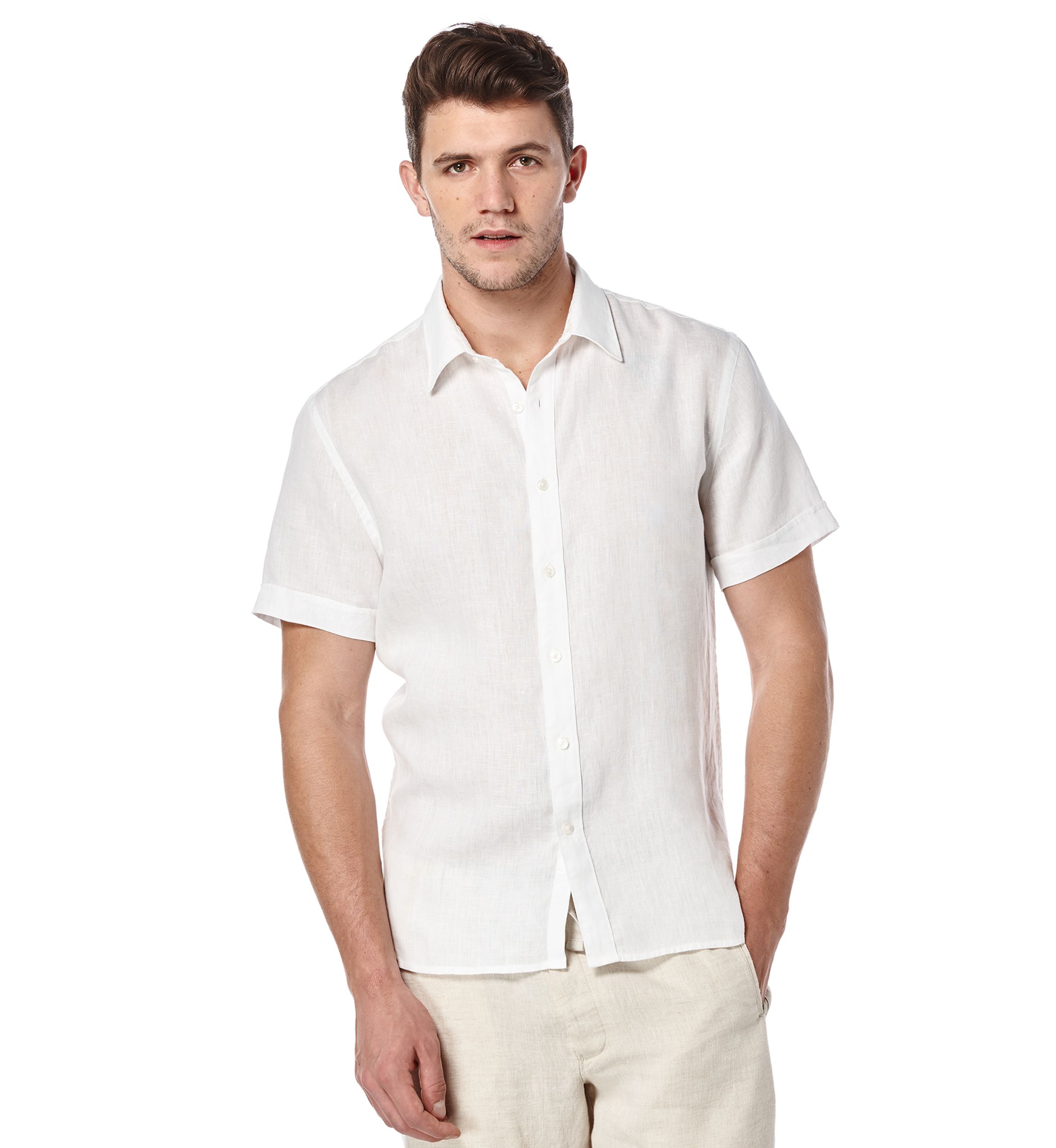 Short Sleeve Solid Linen Shirt