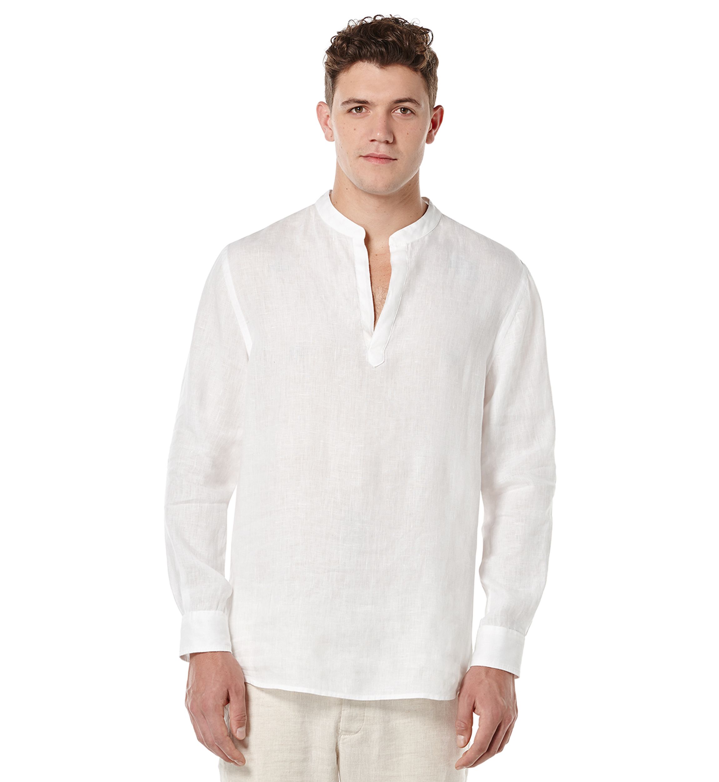 Long Sleeve Solid Linen Popover Shirt