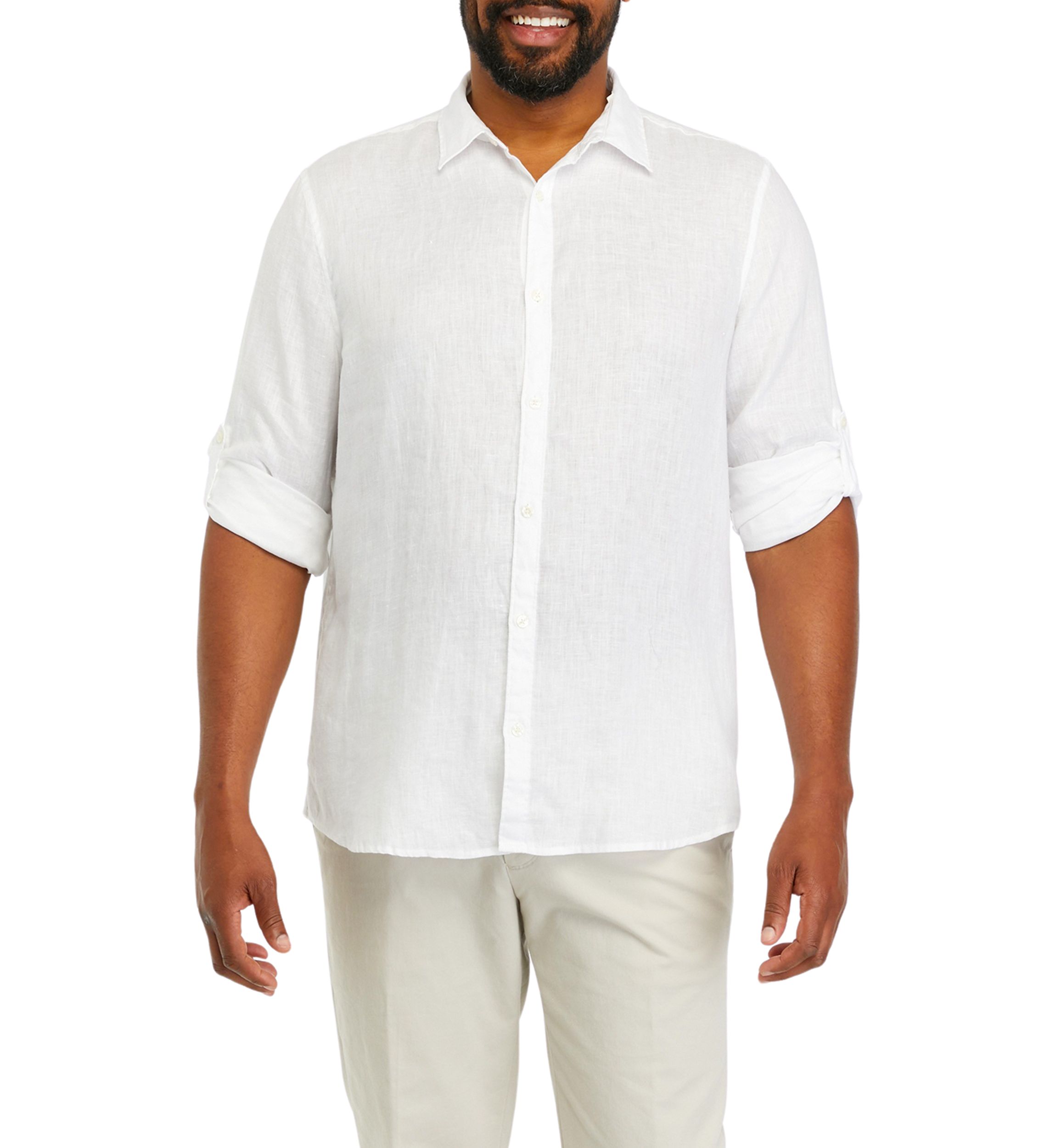 Mens Big Long Sleeve Linen Shirt