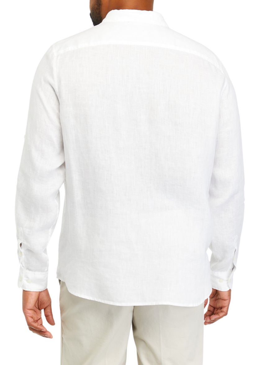 Mens Big Long Sleeve Linen Shirt
