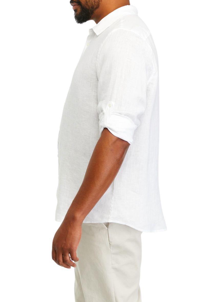 Mens Big Long Sleeve Linen Shirt