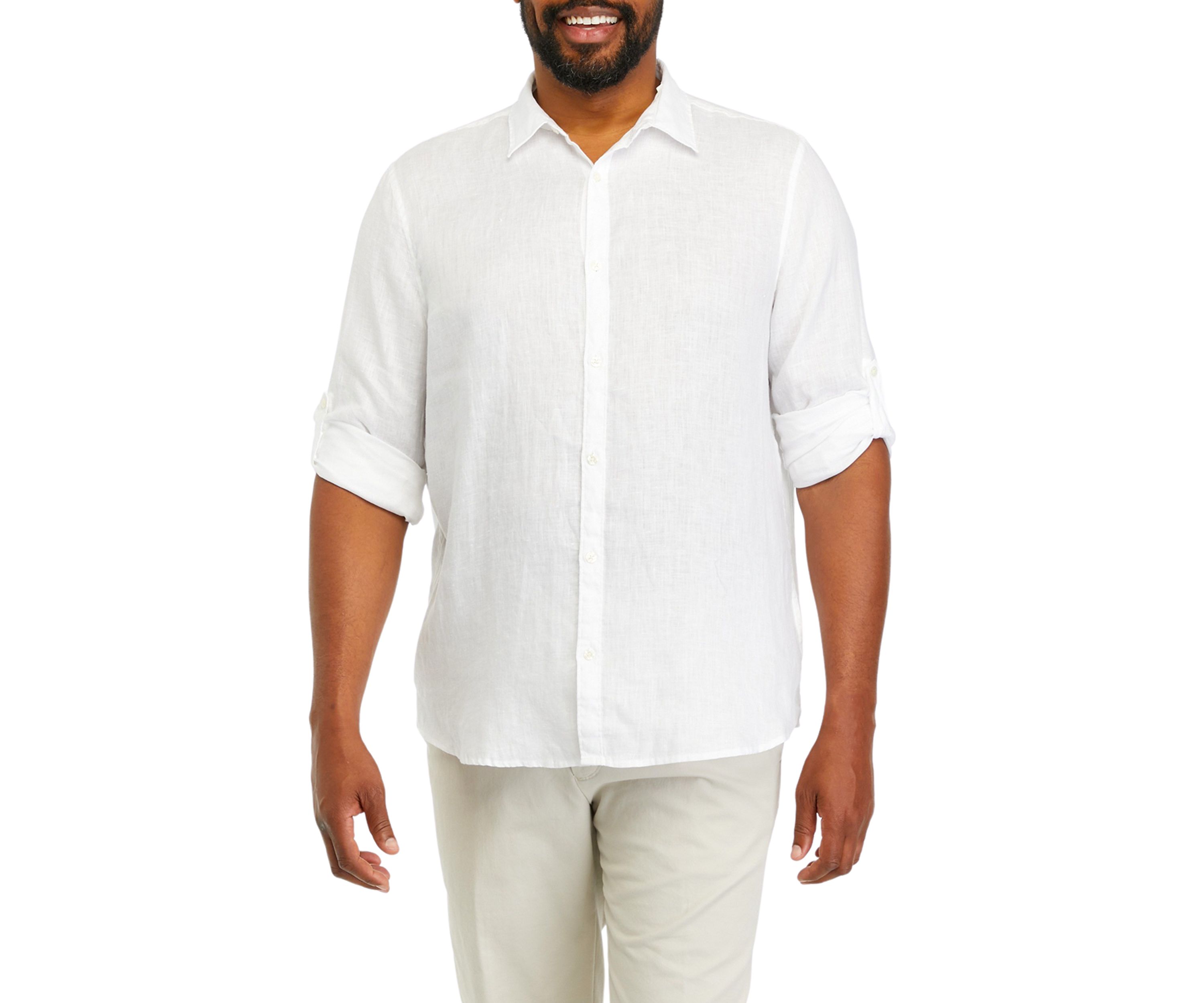 Mens Tall Solid Linen Shirt