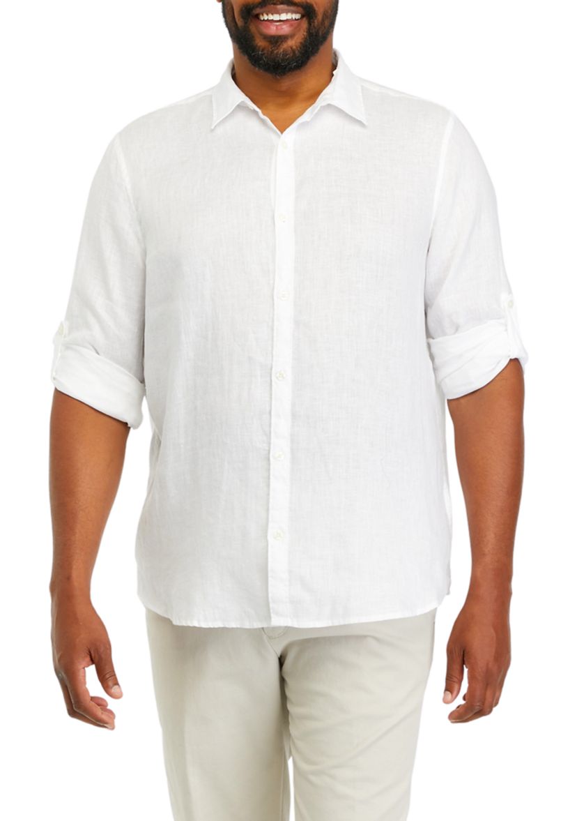 Mens Tall Solid Linen Shirt