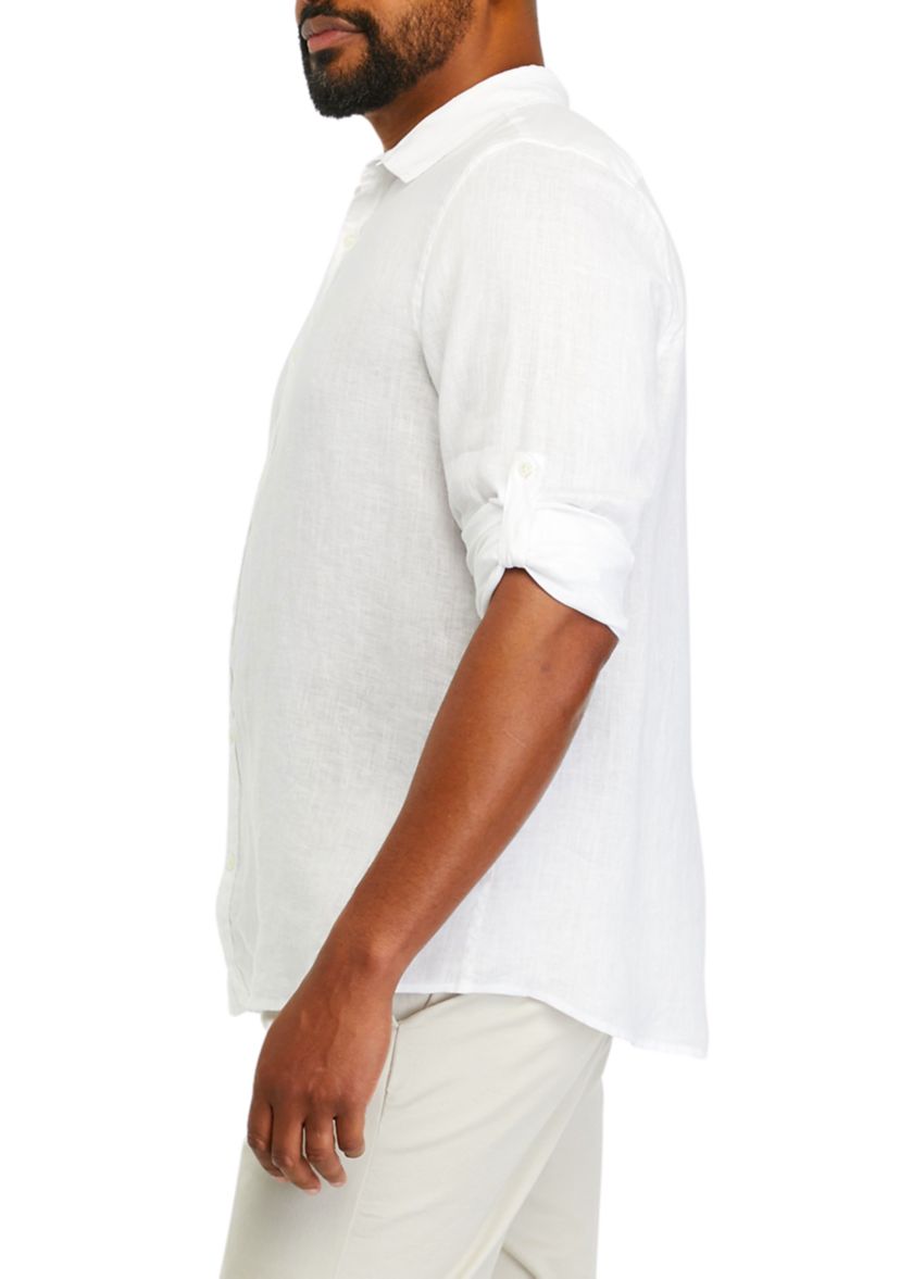 Mens Tall Solid Linen Shirt