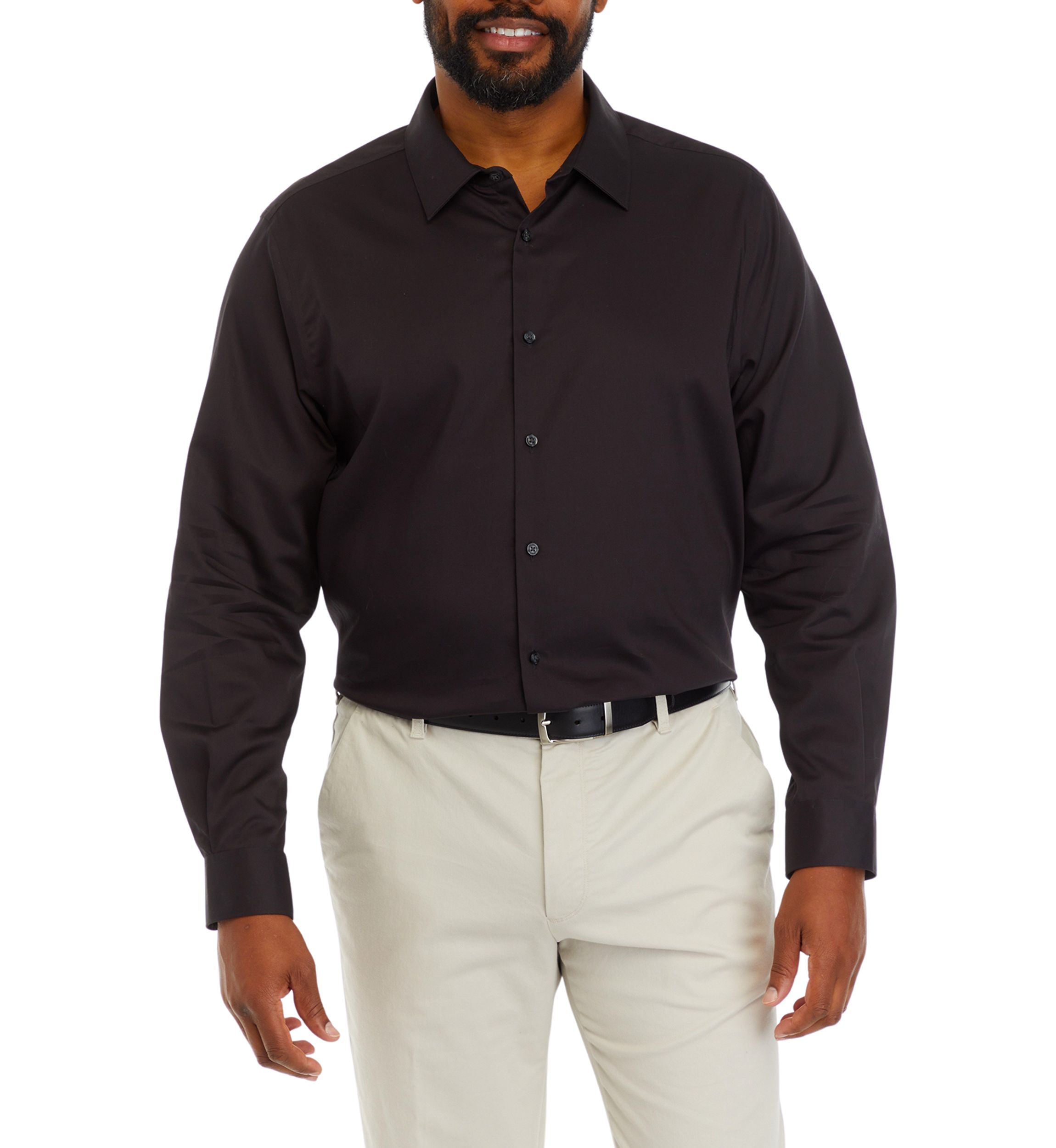 Mens Big Long Sleeve Solid Twill Shirt