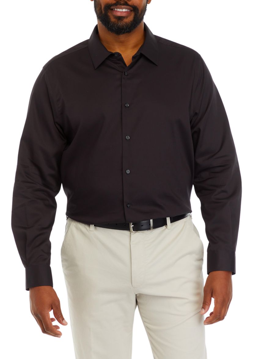 Mens Big Long Sleeve Solid Twill Shirt