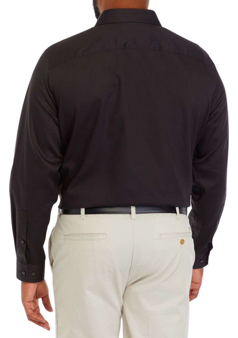 Mens Big Long Sleeve Solid Twill Shirt