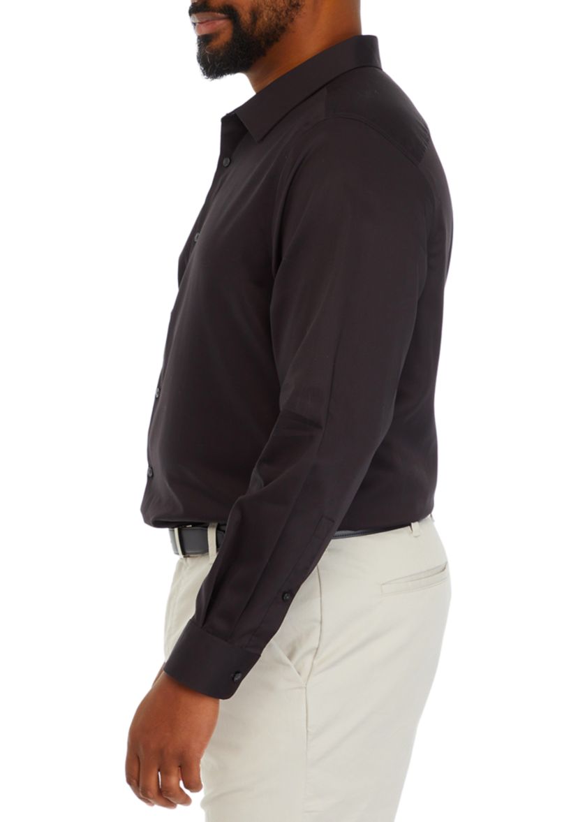 Mens Big Long Sleeve Solid Twill Shirt