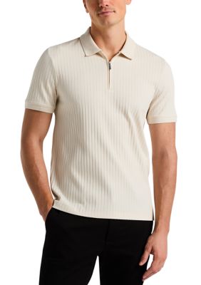Perry Ellis Men's Vertical Ribbed Knit Polo Shirt, 2XL
