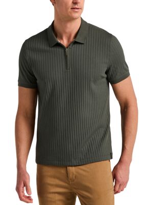 Perry Ellis Men's Vertical Ribbed Knit Polo Shirt, XL