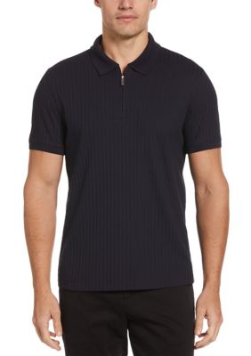 Perry Ellis Men's Vertical Ribbed Knit Polo Shirt, 2XL
