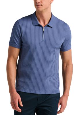 Perry Ellis Men's Vertical Ribbed Knit Polo Shirt, 2XL