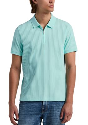 Perry Ellis Men's Vertical Ribbed Knit Polo Shirt, 2XL