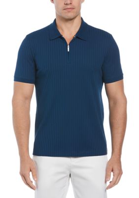 Perry Ellis Men's Vertical Ribbed Knit Polo Shirt
