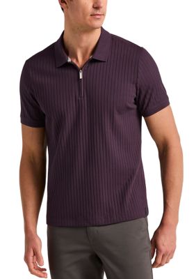 Perry Ellis Men's Vertical Ribbed Knit Polo Shirt, 2XL