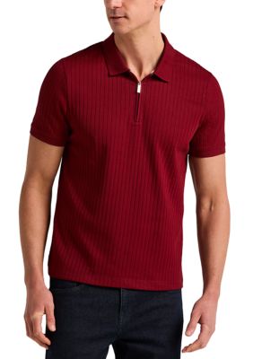 Perry Ellis Men's Vertical Ribbed Knit Polo Shirt, 2XL