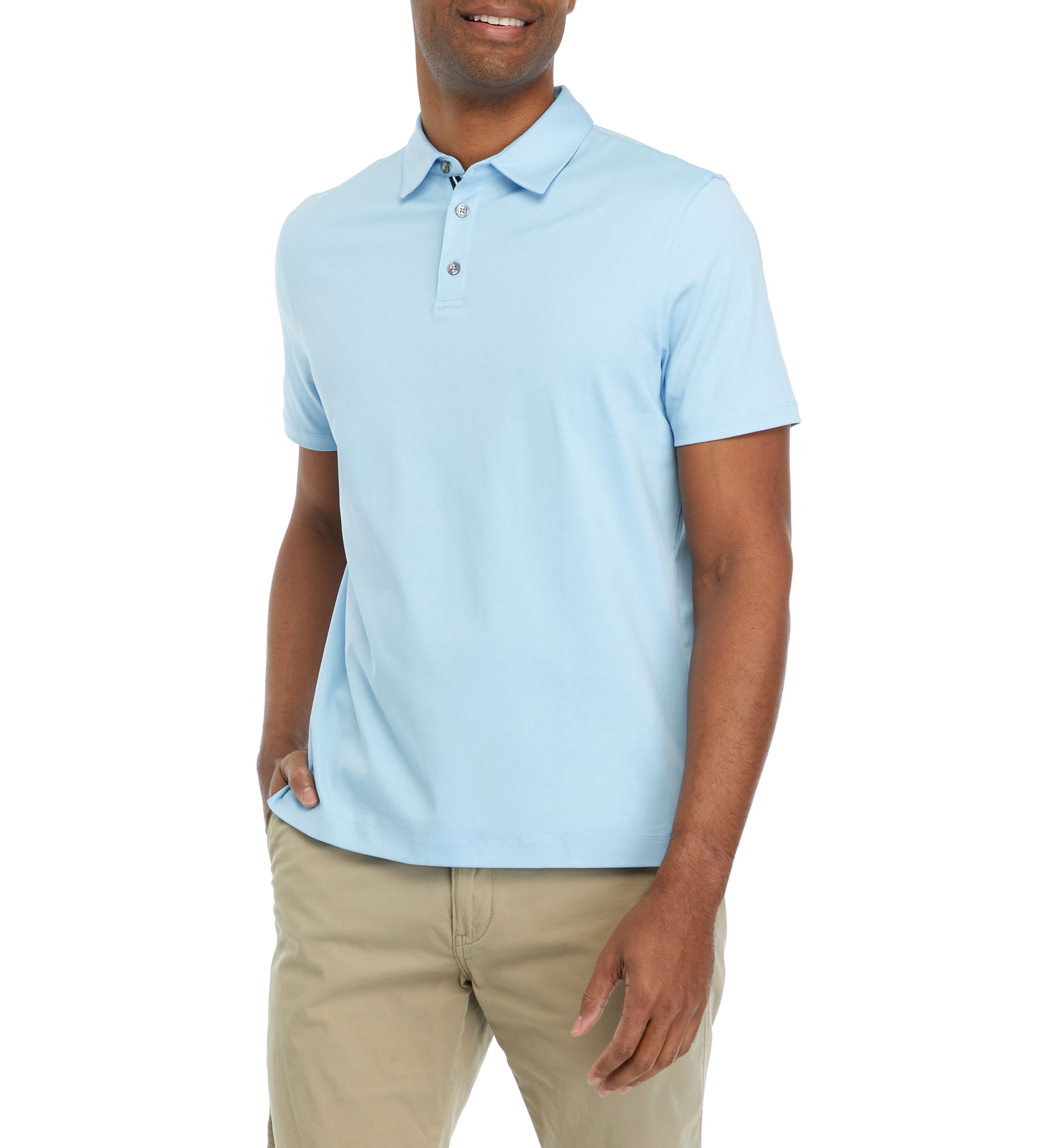 Mens Interlock Solid Short Sleeve Polo Shirt