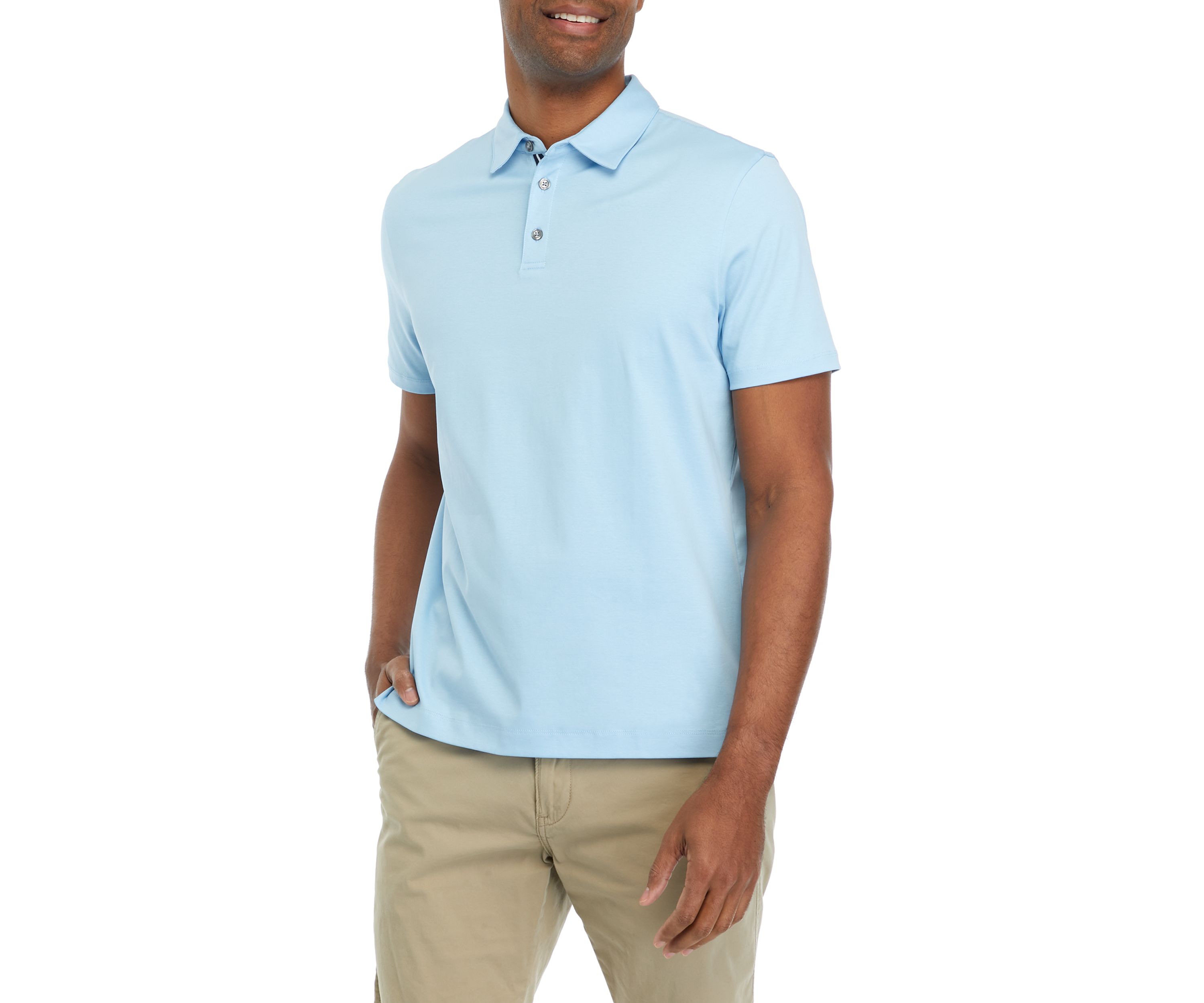 Mens Interlock Solid Short Sleeve Polo Shirt
