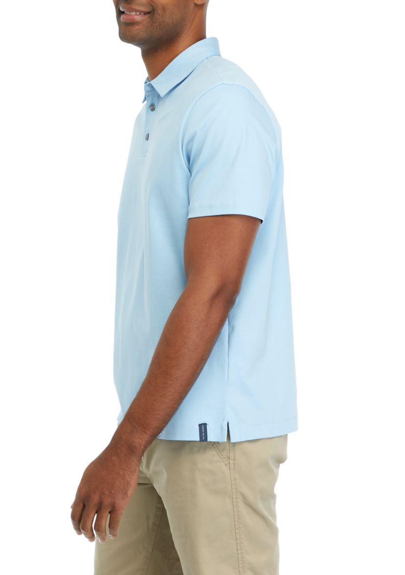 Mens Interlock Solid Short Sleeve Polo Shirt