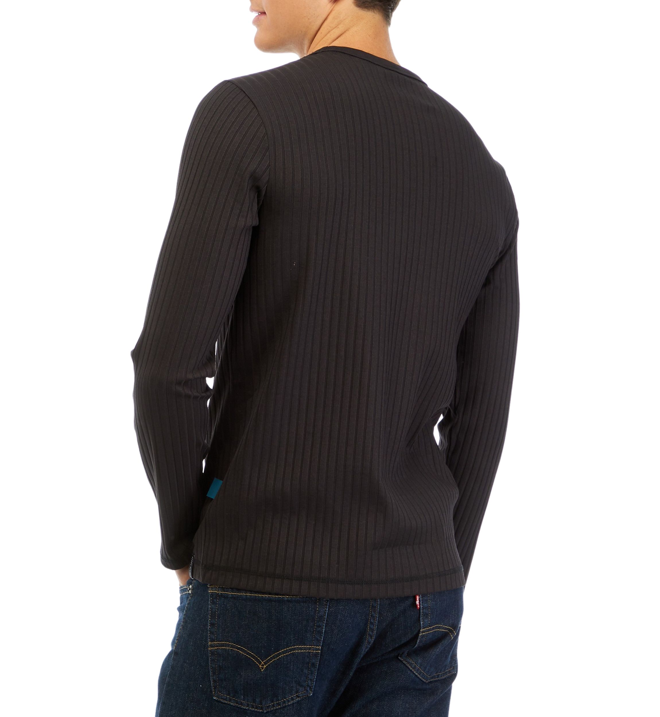 Long Sleeve Vertical Rib Crew Neck T-Shirt 