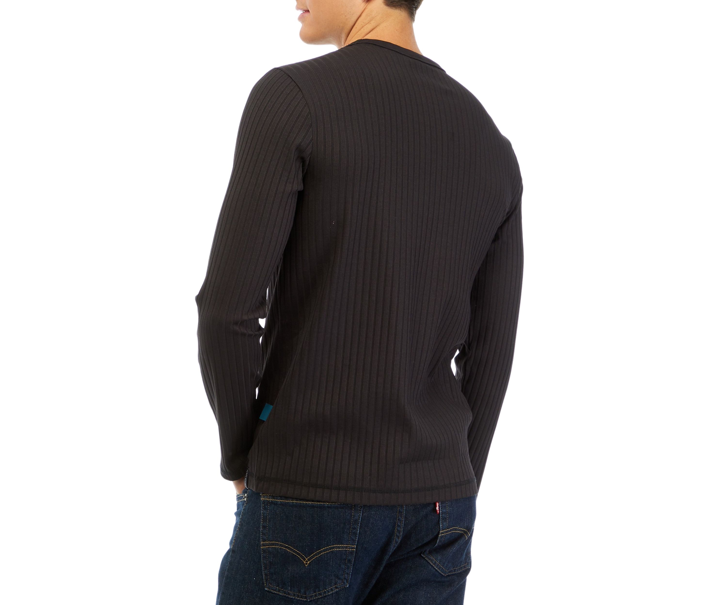 Long Sleeve Vertical Rib Crew Neck T-Shirt 