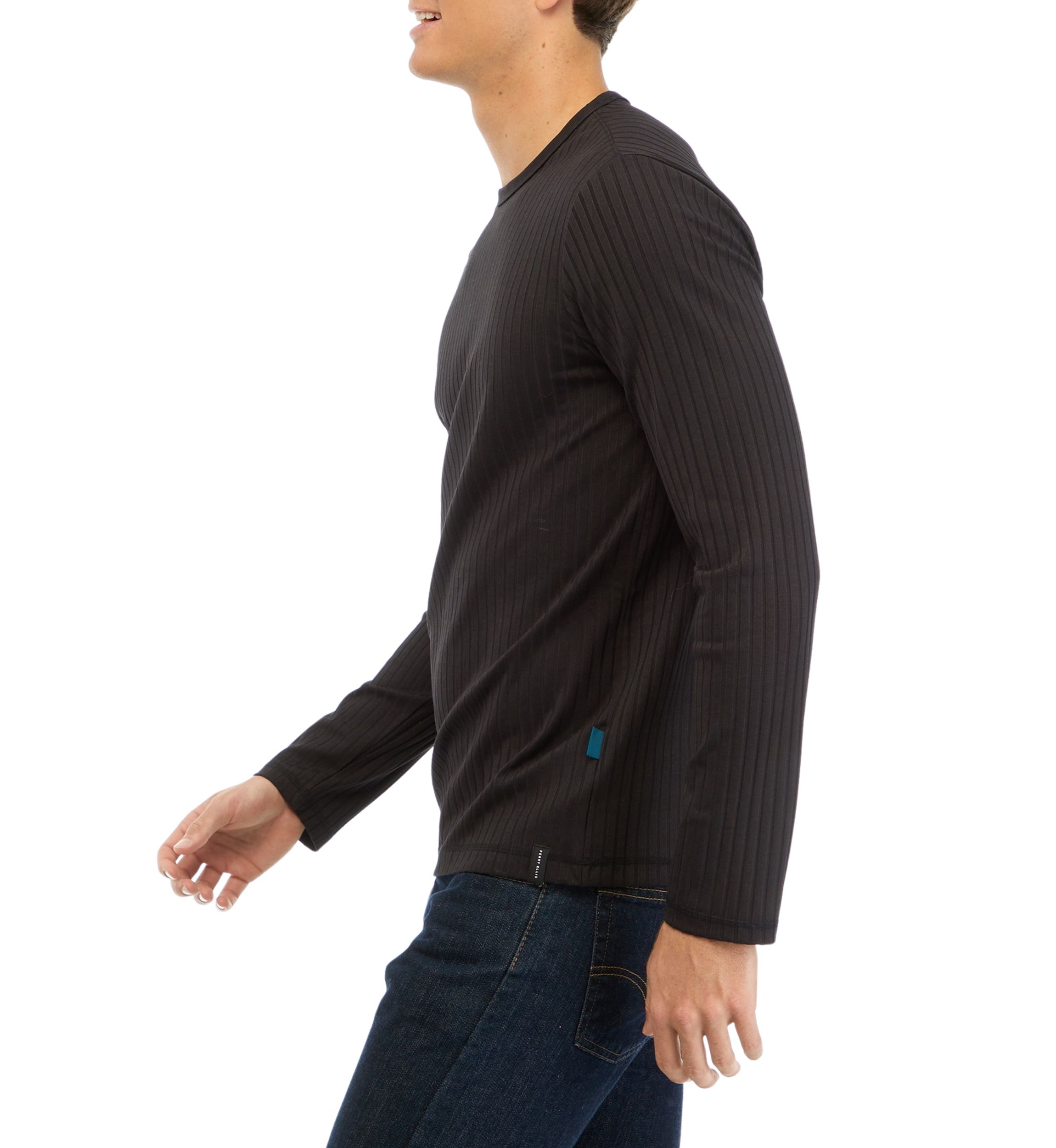 Long Sleeve Vertical Rib Crew Neck T-Shirt 