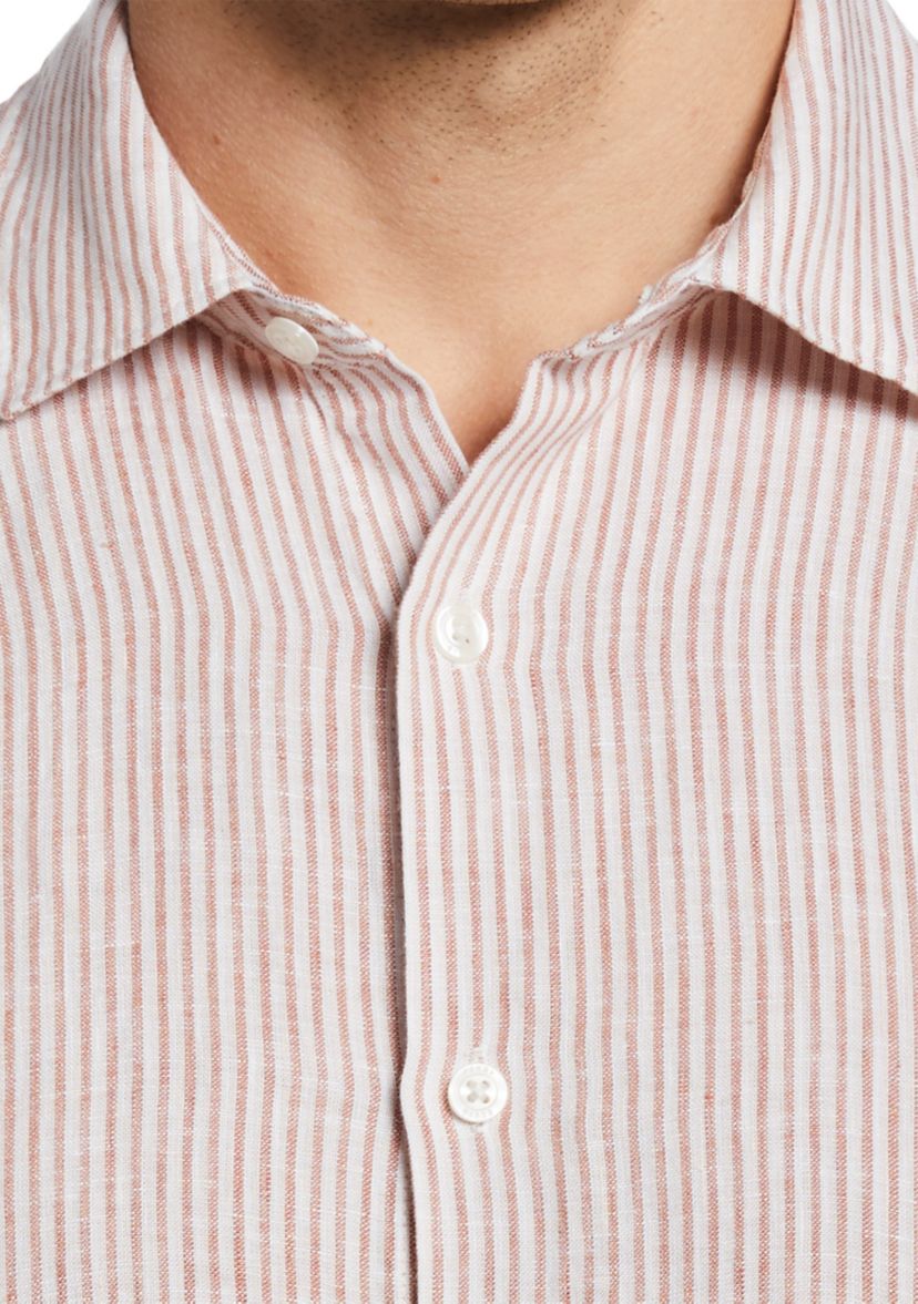 Mens Long Sleeve Tri Stripe Linen Shirt