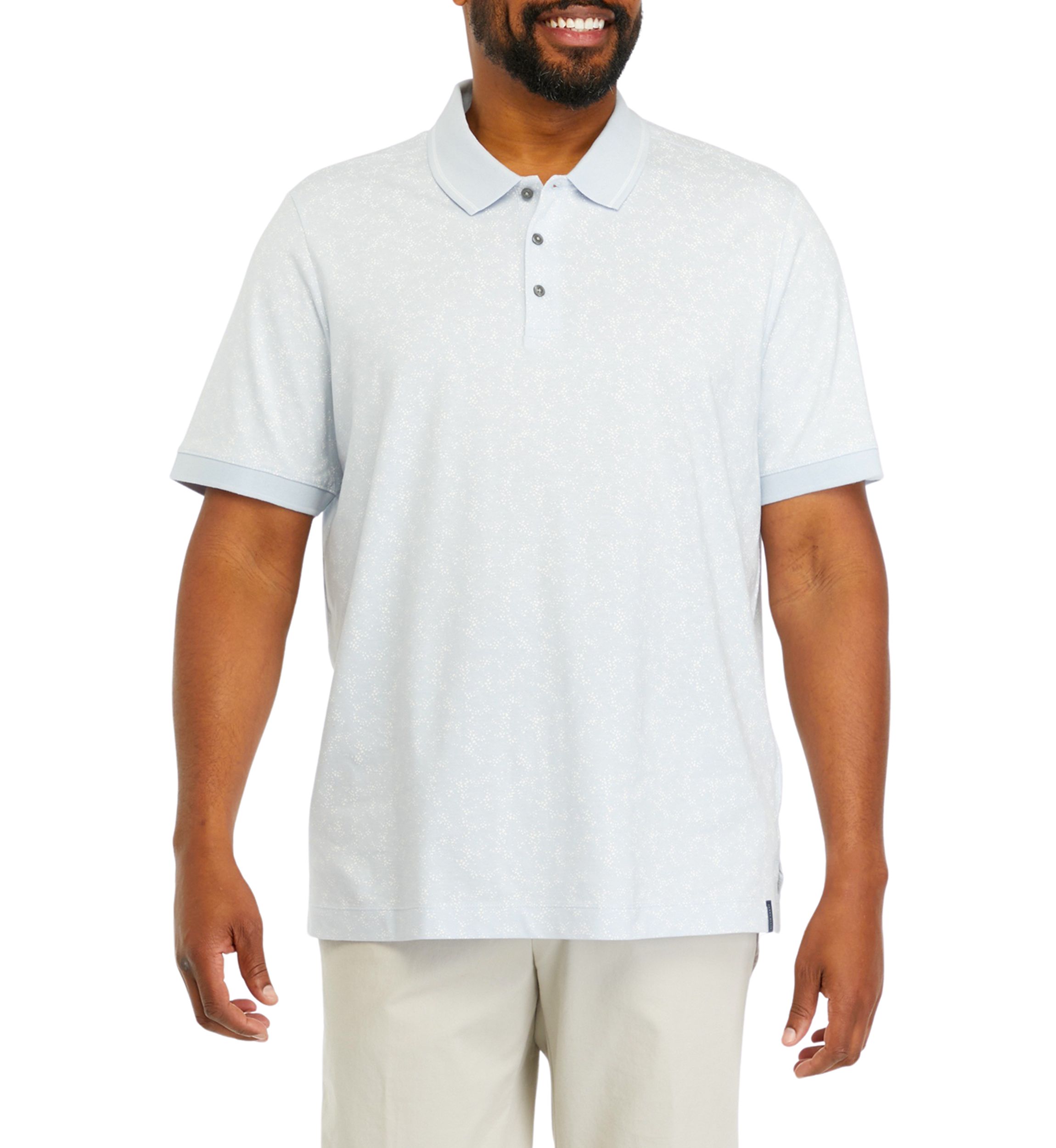 Big & Tall Short Sleeve Ditsy Floral Print Polo Shirt