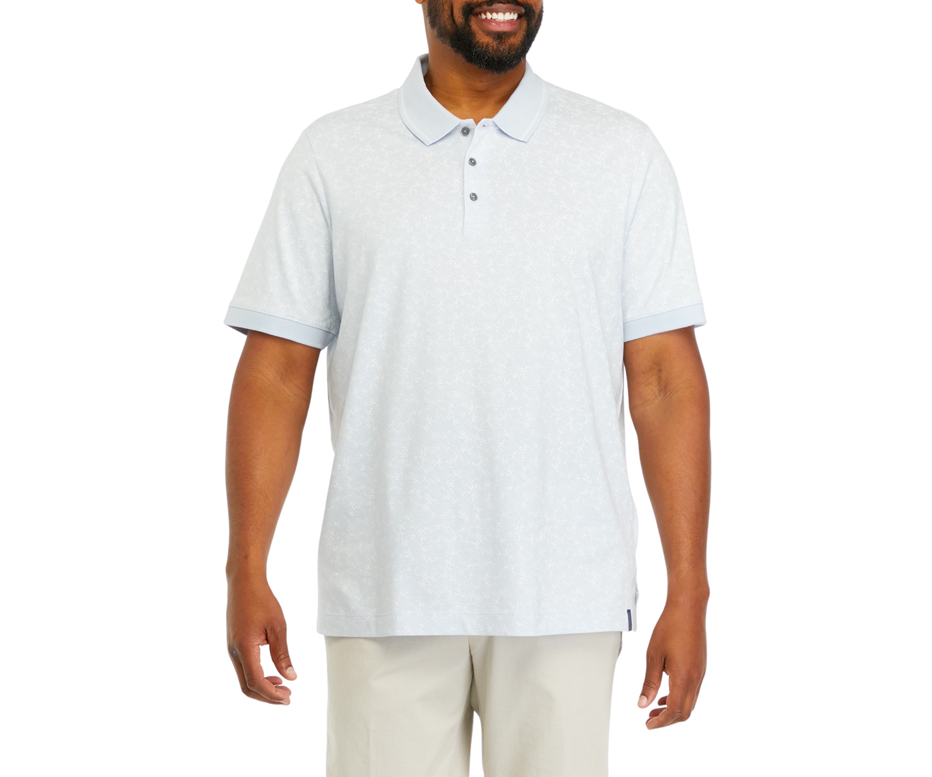 Perry Ellis Big & Tall Untucked Total Stretch Banded Collar Shirt in