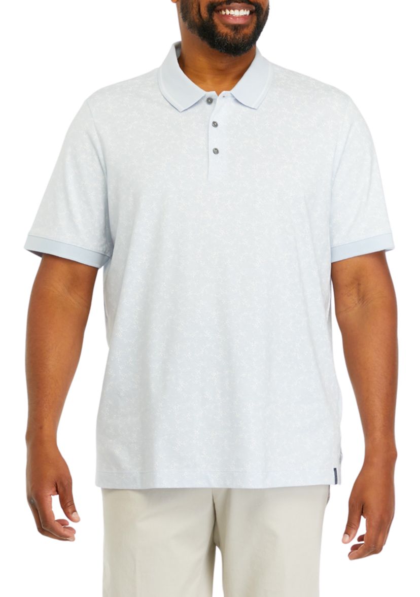 Big & Tall Short Sleeve Ditsy Floral Print Polo Shirt