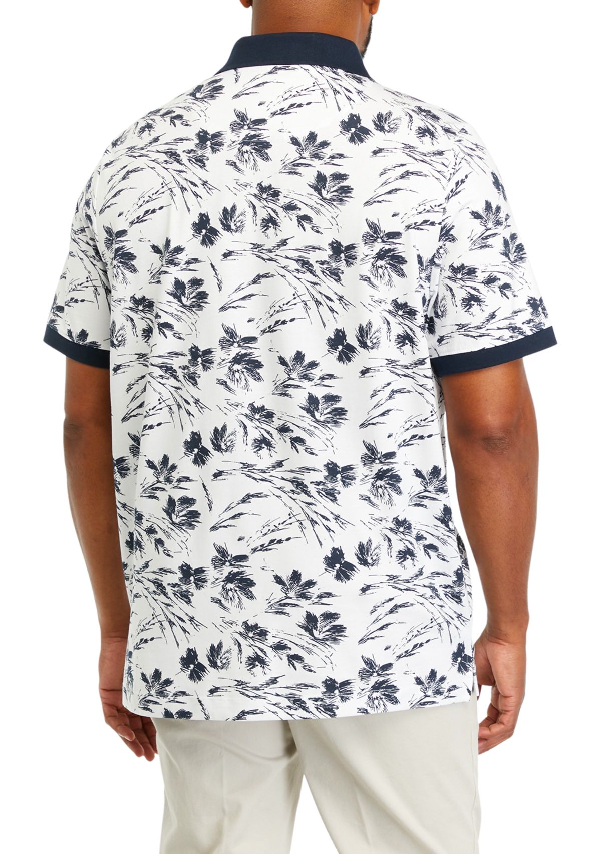 Big & Tall Short Sleeve Large Floral Print Polo Shirt