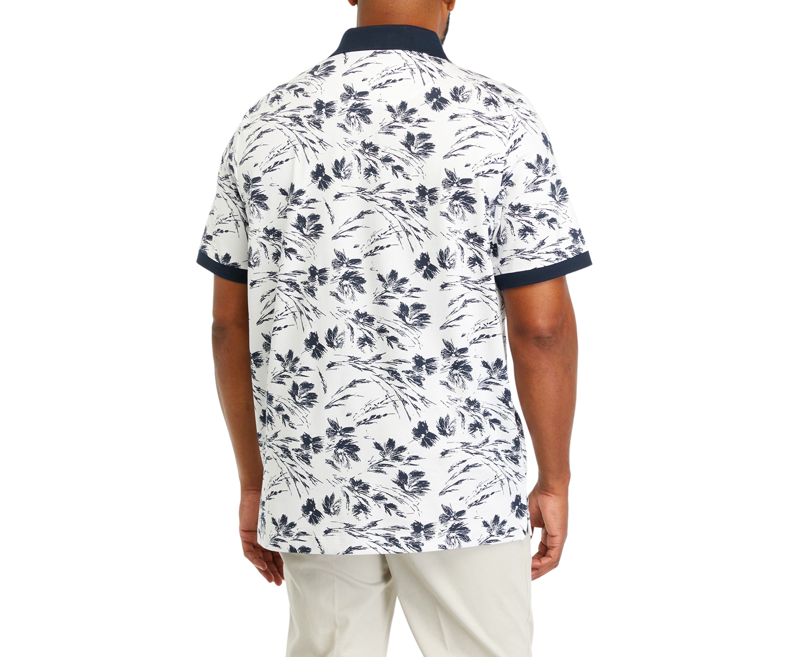 Big & Tall Short Sleeve Large Floral Print Polo Shirt