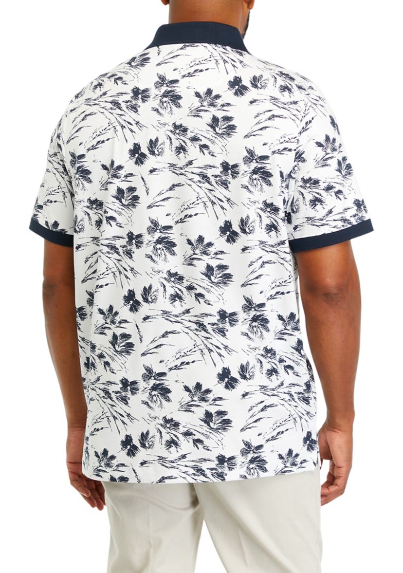 Big & Tall Short Sleeve Large Floral Print Polo Shirt