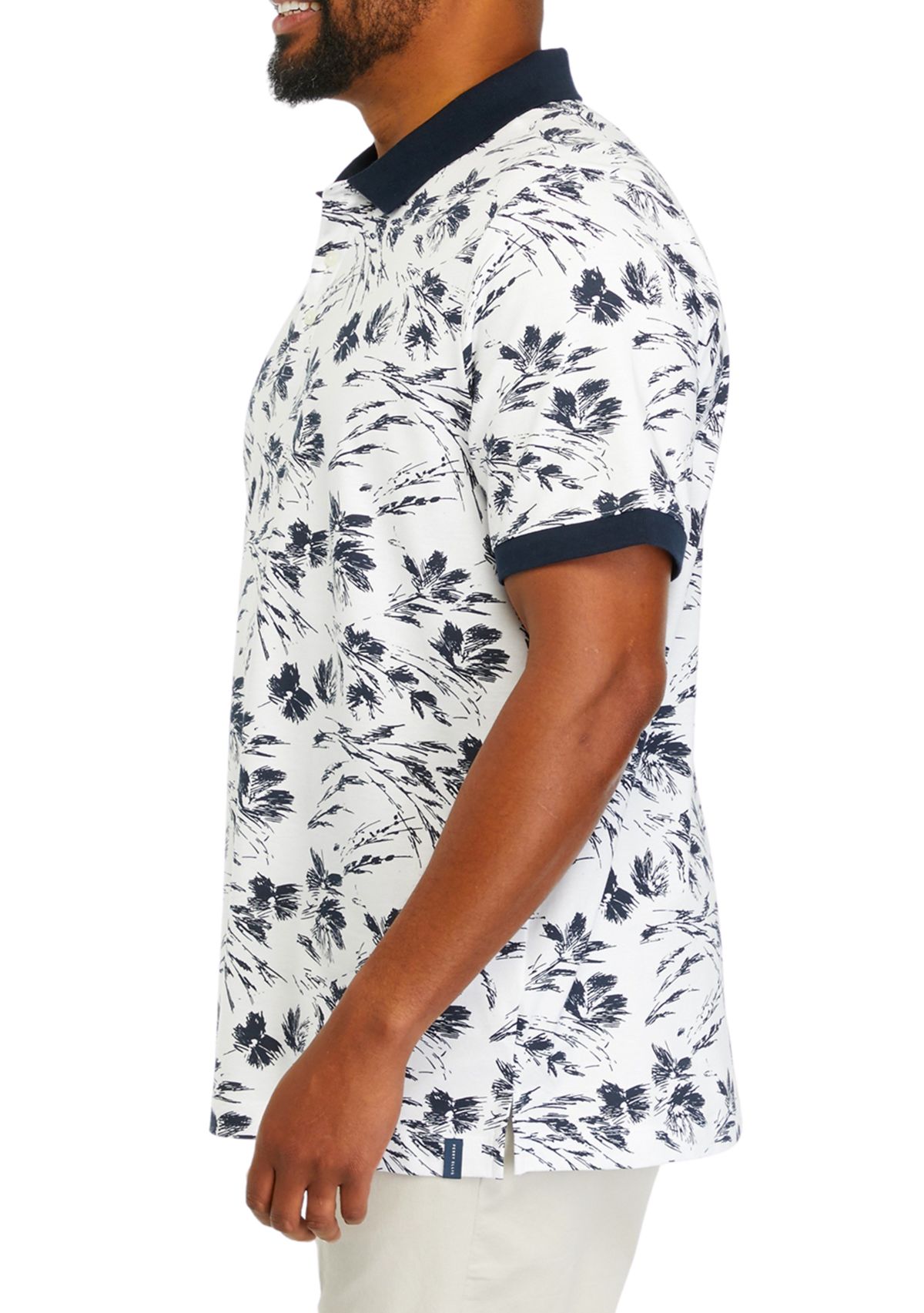 Big & Tall Short Sleeve Large Floral Print Polo Shirt