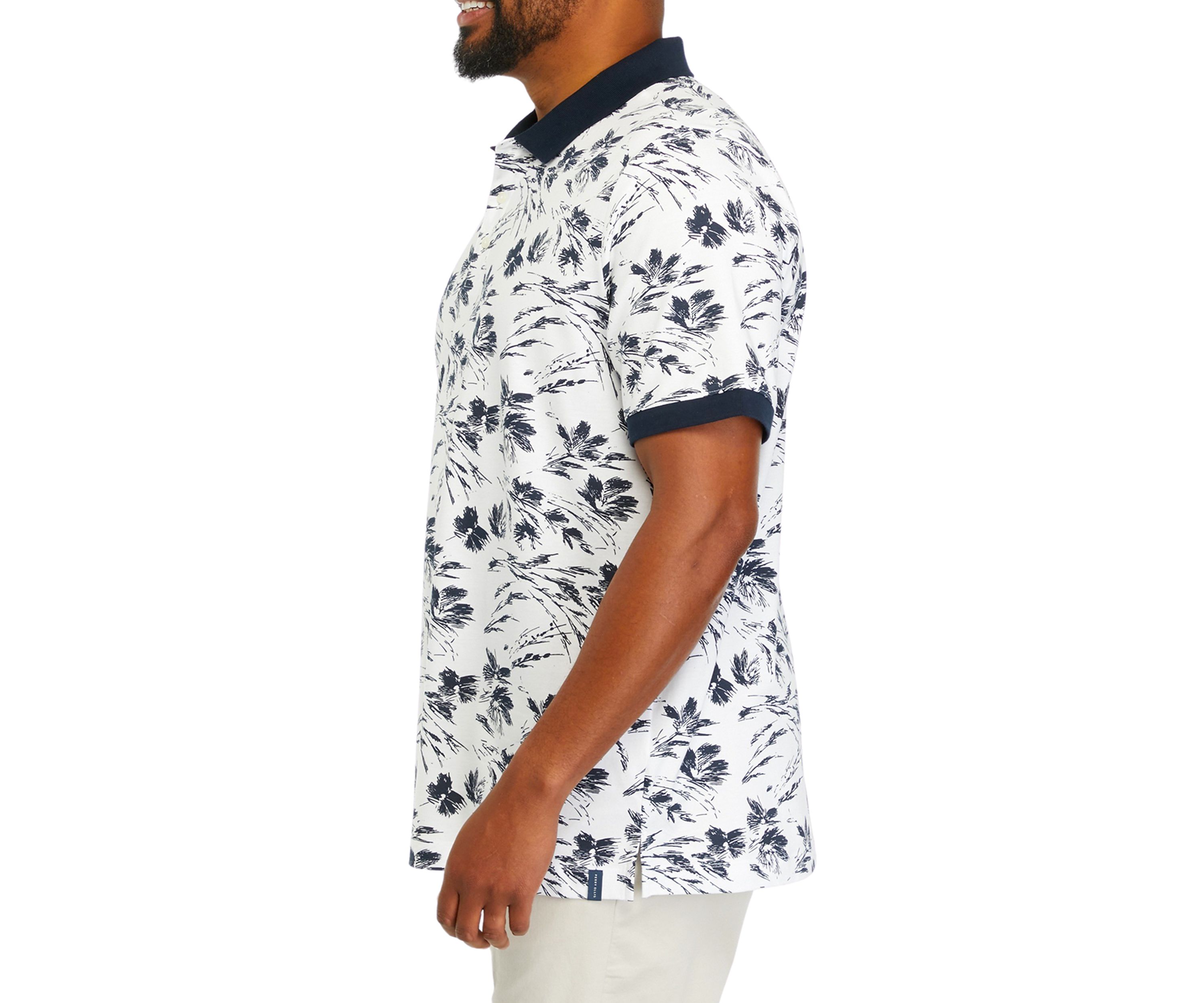 Big & Tall Short Sleeve Large Floral Print Polo Shirt