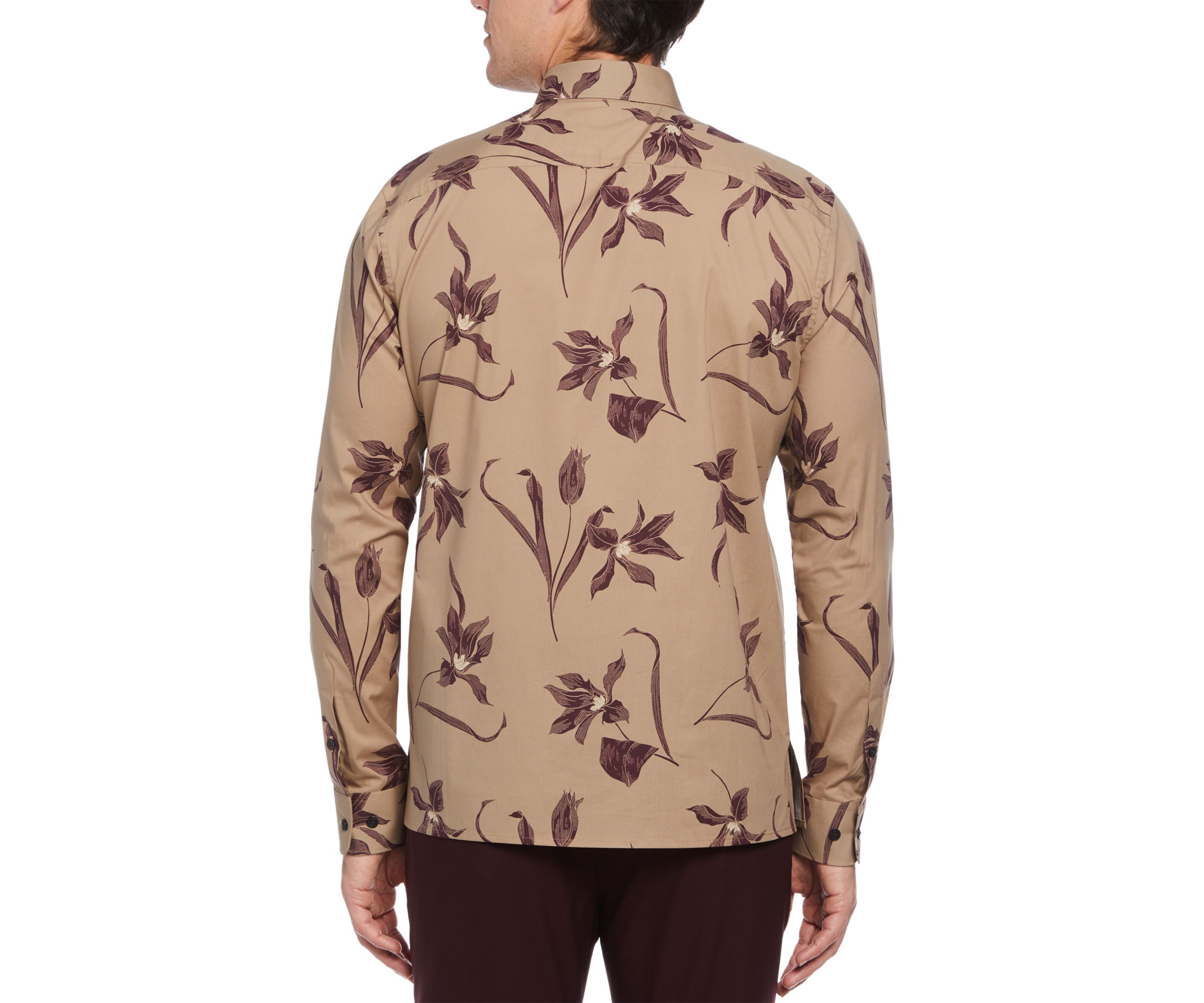 Mens Floral Print Long Sleeve Button Down Shirt