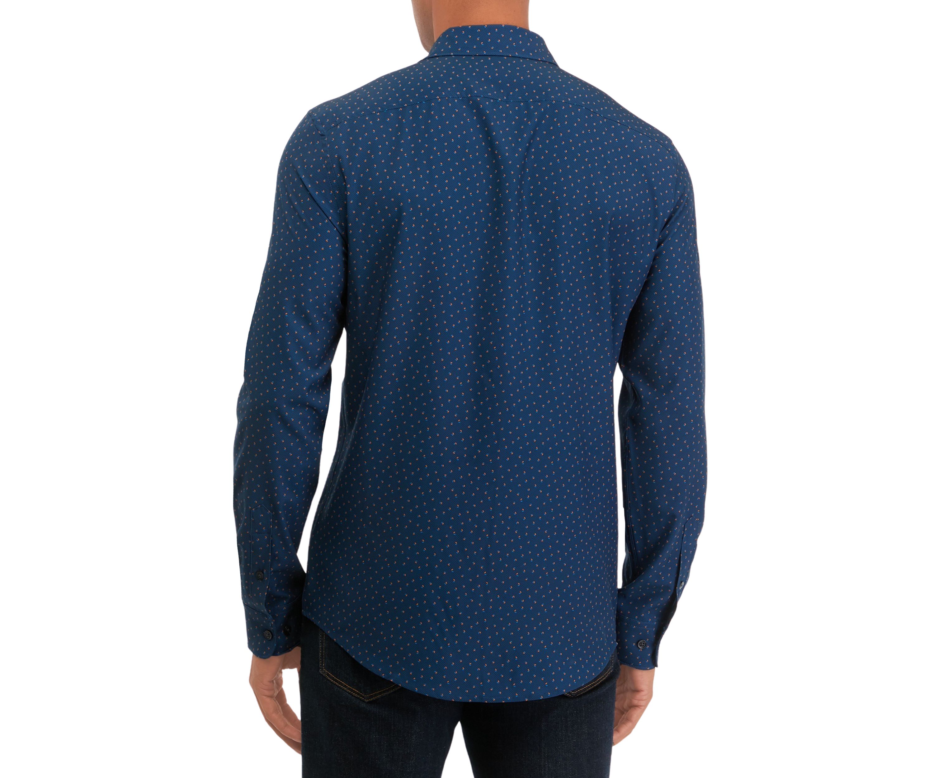 Mens Long Sleeve Block Dots Print Shirt